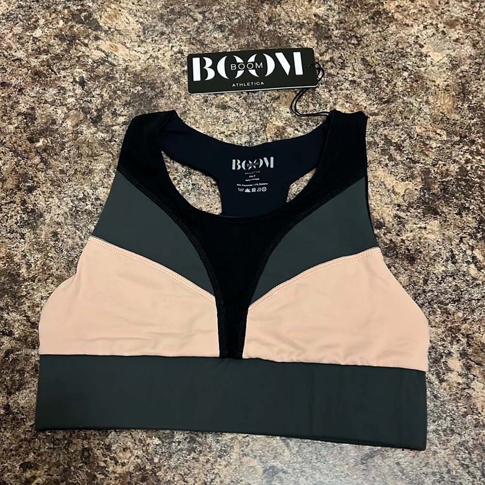 Brushed tri colour scoop neck bra